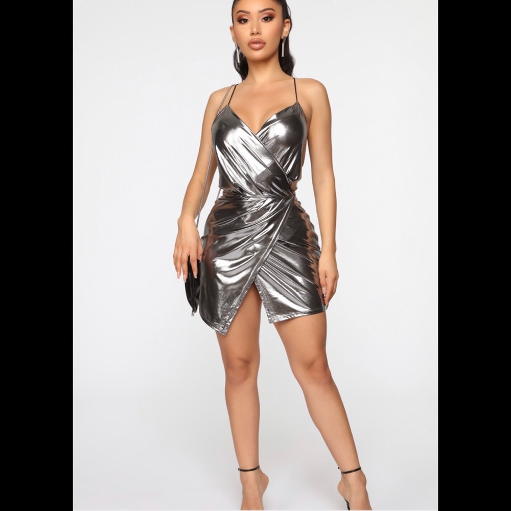 Metallic Silver Dress